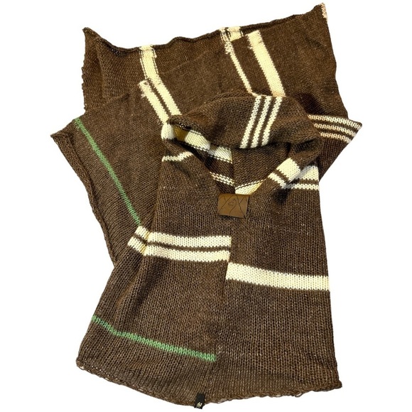 Sunmeadow Alpacas Striped Alpaca Poncho Brown One Size - Picture 6 of 11